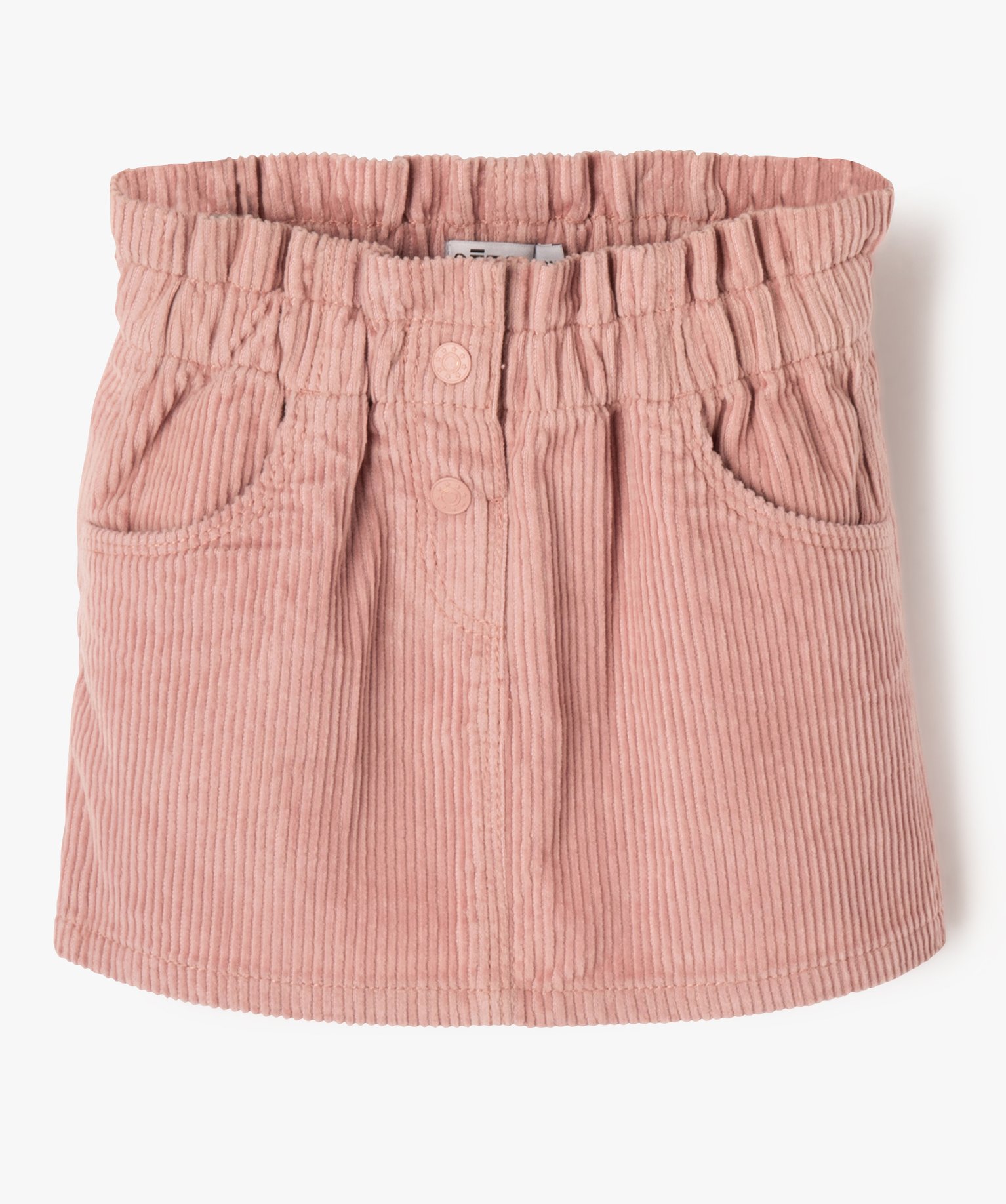 Jupe courte en velours à taille élastique bébé fille rose | GEMO