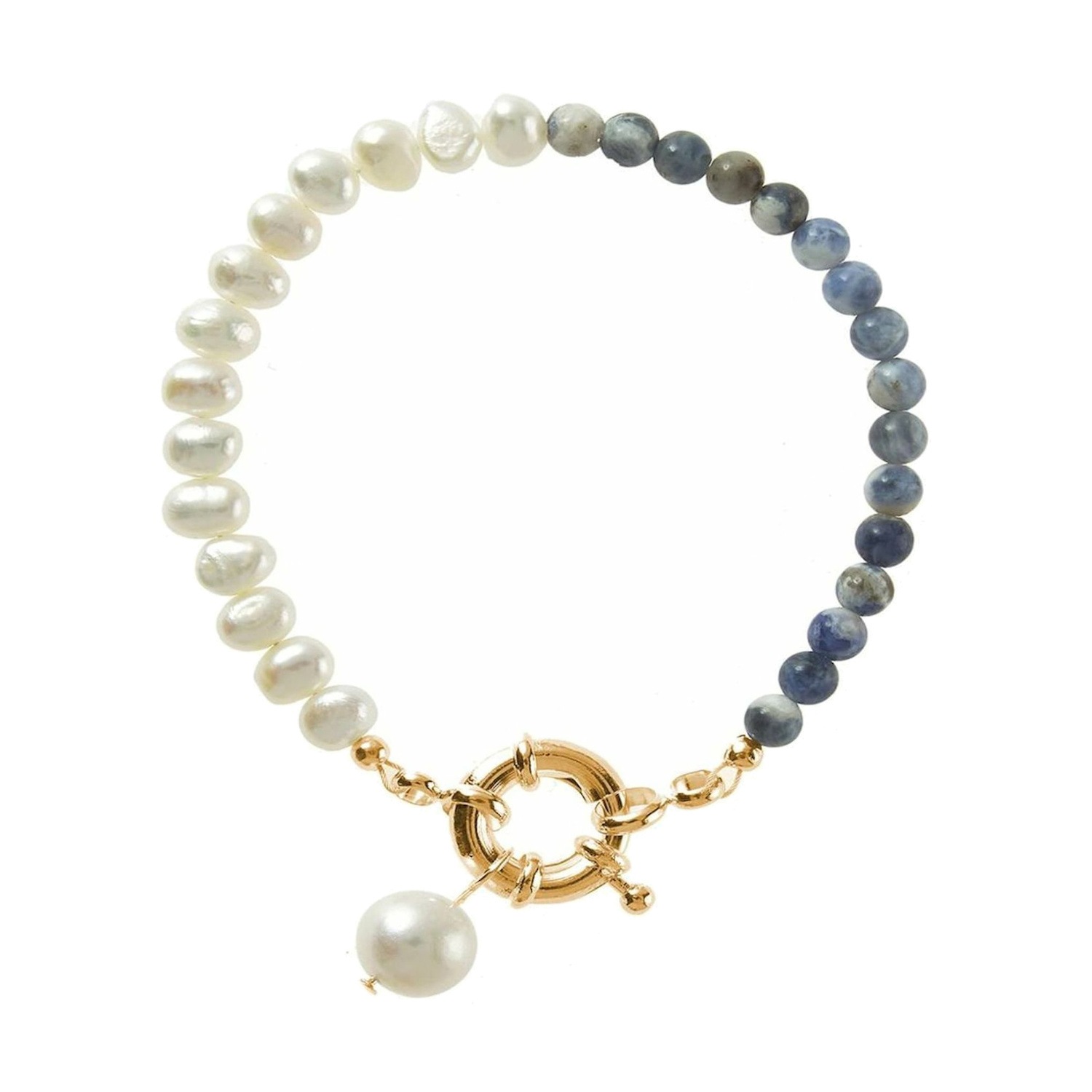 Armband 'Zuchtperlen und Lapis Lazuli'