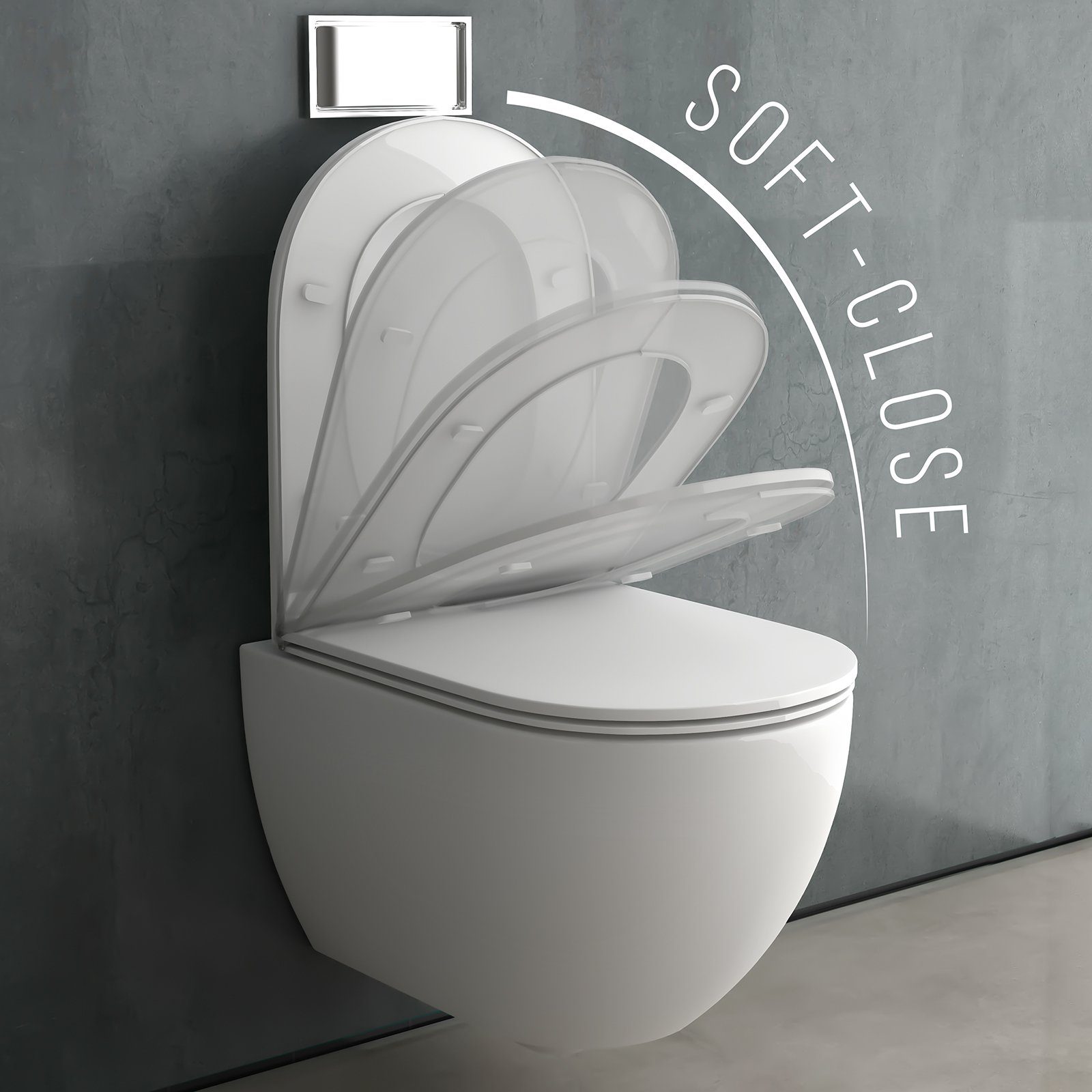 Alpenberger Dusch-WC - Bidet WC - Spülrandloses WC mit Nano Beschichtung, Wandmontage, Abgang Waagerecht, Toilette Komplett-Set, Hänge WC - Taharet WC mit WC Deckel Softclose - Made in Europa