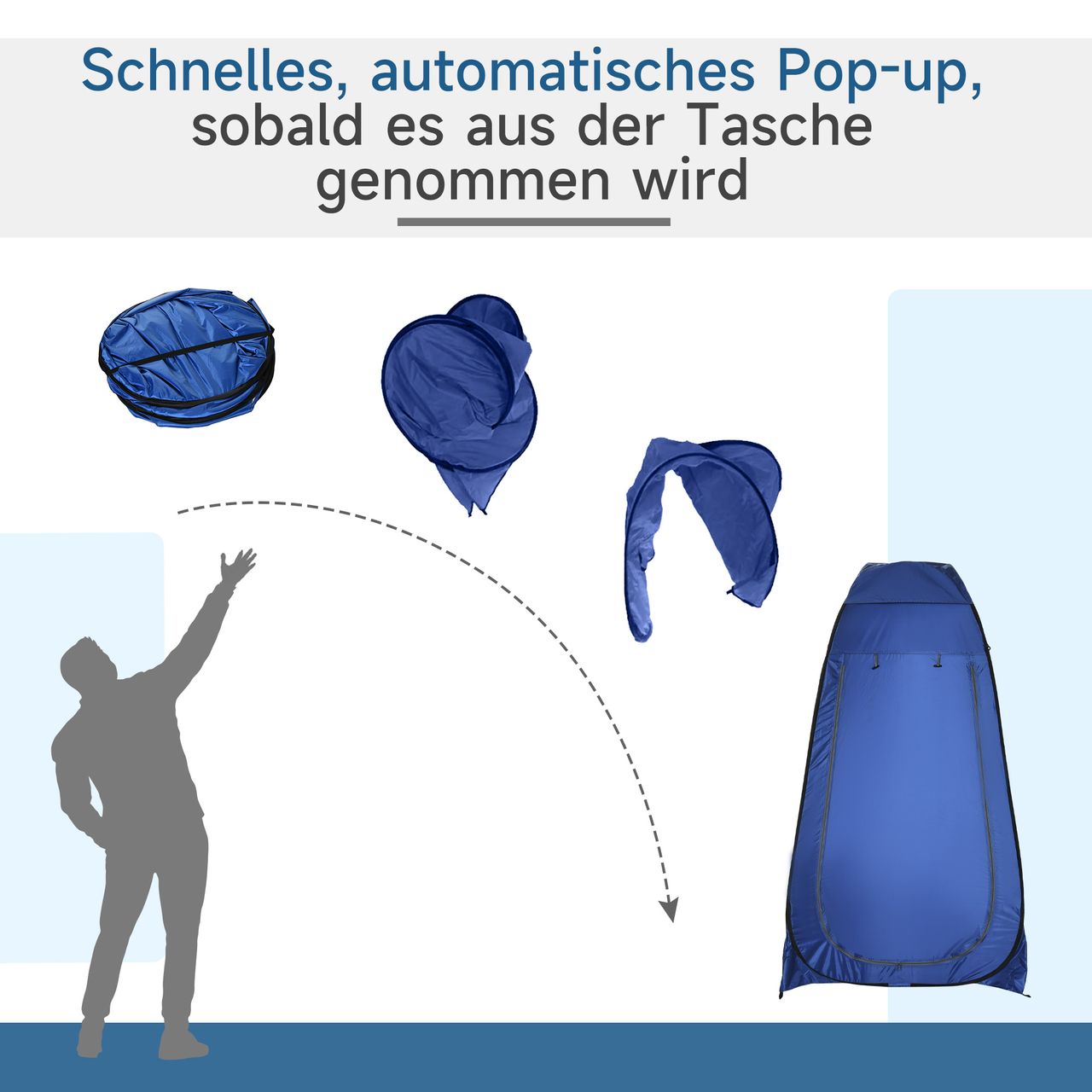 Outsunny Pop up Toilettenzelt Mobiles Camping Duschzelt Umkleidezelt mit Innentasche Duschkabine Umkleidekabine Wasserfest Polyester Dunkelblau 120 x 120 x 190 cm