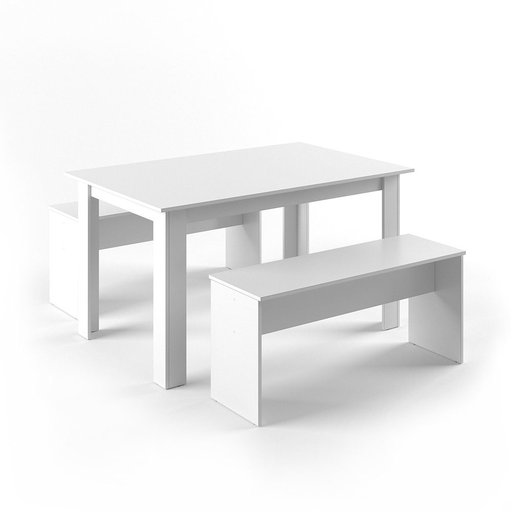 Vicco Essgruppe Tischgruppe Sitzgruppe SENTIO Weiß, (Set, 3-tlg., 3-er Set), platzsparend
