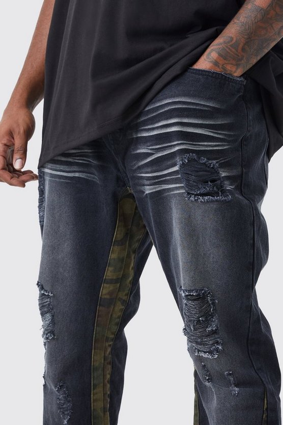 Plus Slim-Fit Schlagjeans mit Kontrast-Detail