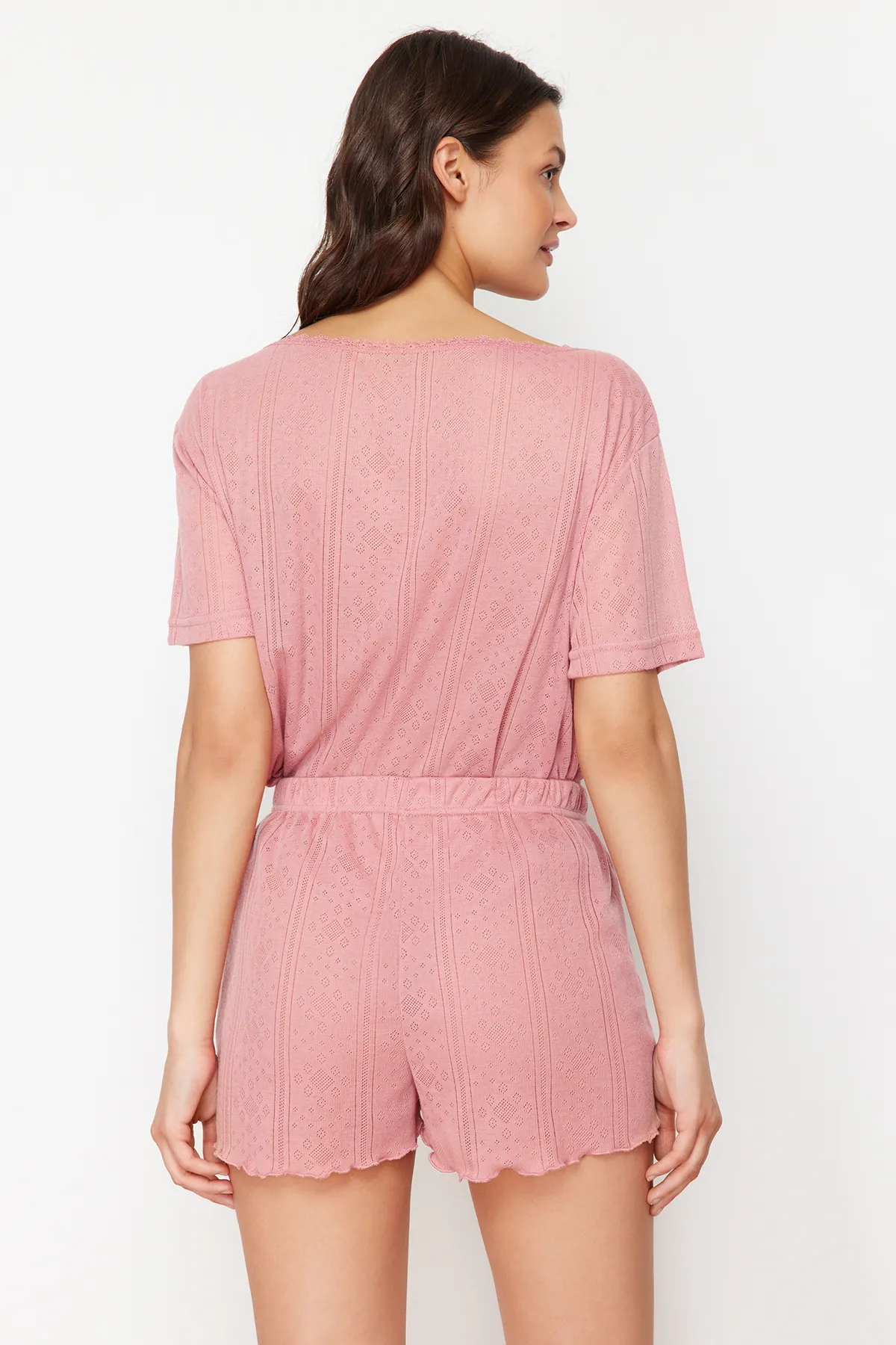 Trendyol Collection  Mehrfarbige, durchbrochene/perforierte Pointel-Strick-Pyjamahosen im 2er-Pack THMSS24PJ00000