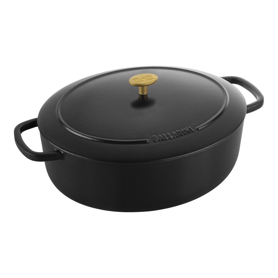 Cocotte 33 cm, oval, Schwarz, Gusseisen
