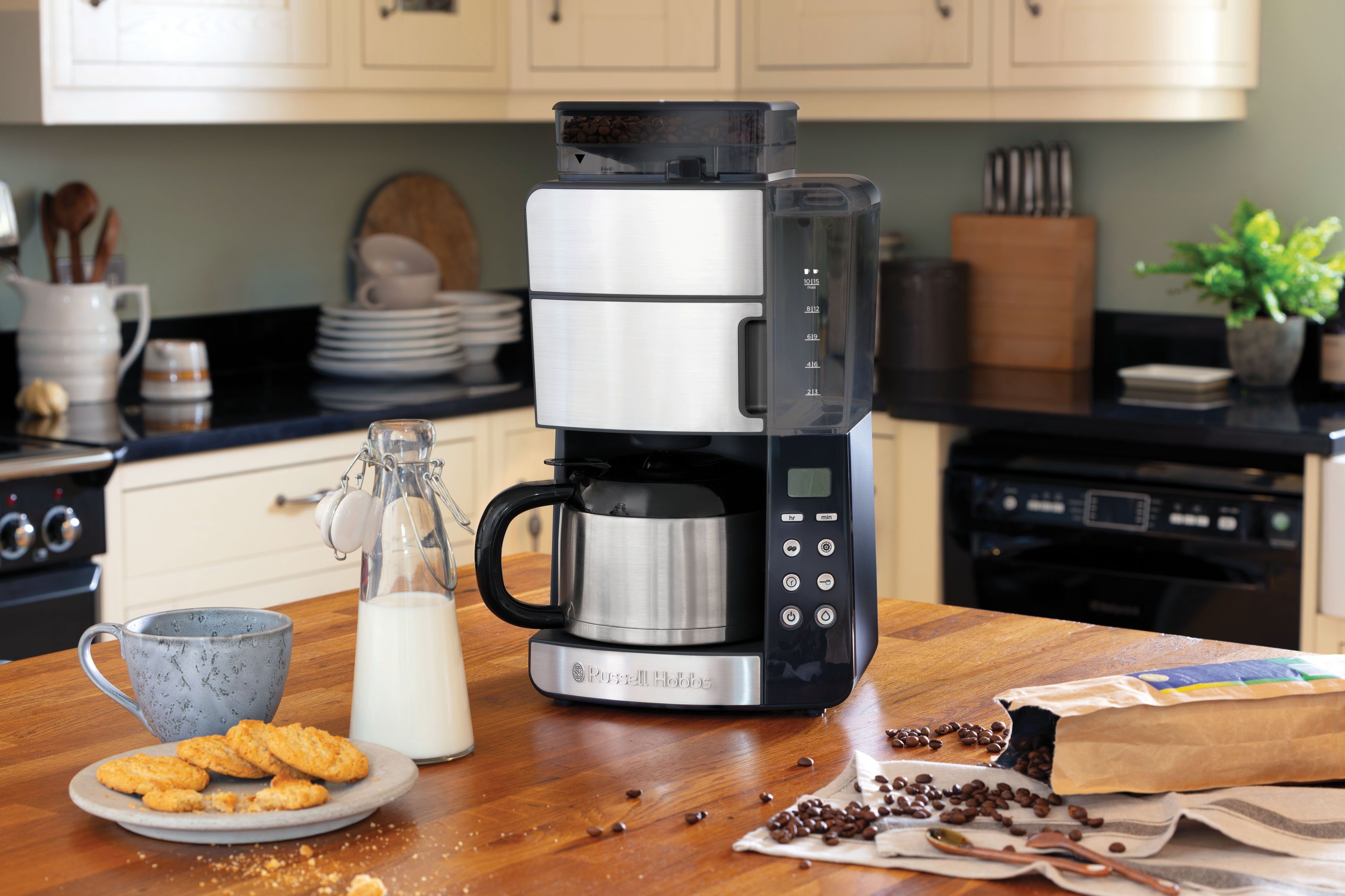 RUSSELL HOBBS Kaffeemaschine mit Mahlwerk Grind & Brew 25620-56, 1,25l Kaffeekanne, Papierfilter 1x4, mit Thermokanne