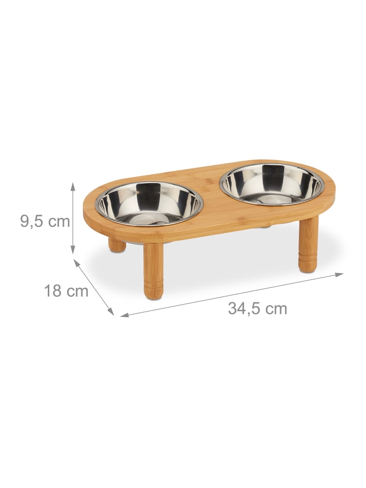 relaxdays Futterbar in Natur/Silber - (B)34,5x (H)9,5 x (T)18 cm günstig kaufen onesize