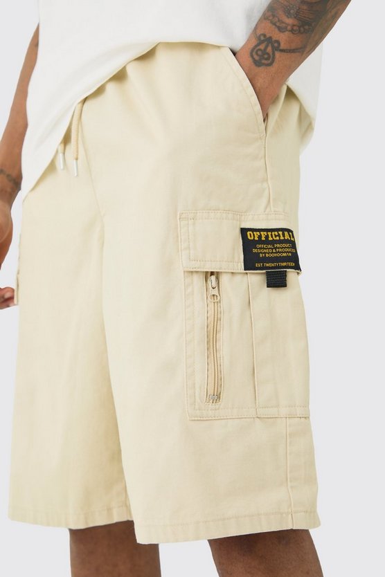 Tall lockere Twill Cargo-Shorts mit Reißverschluss-Detail