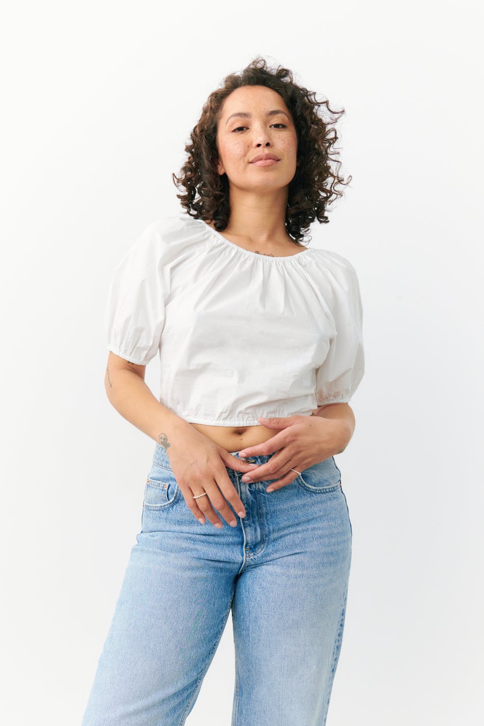 Cropped lacing blouse