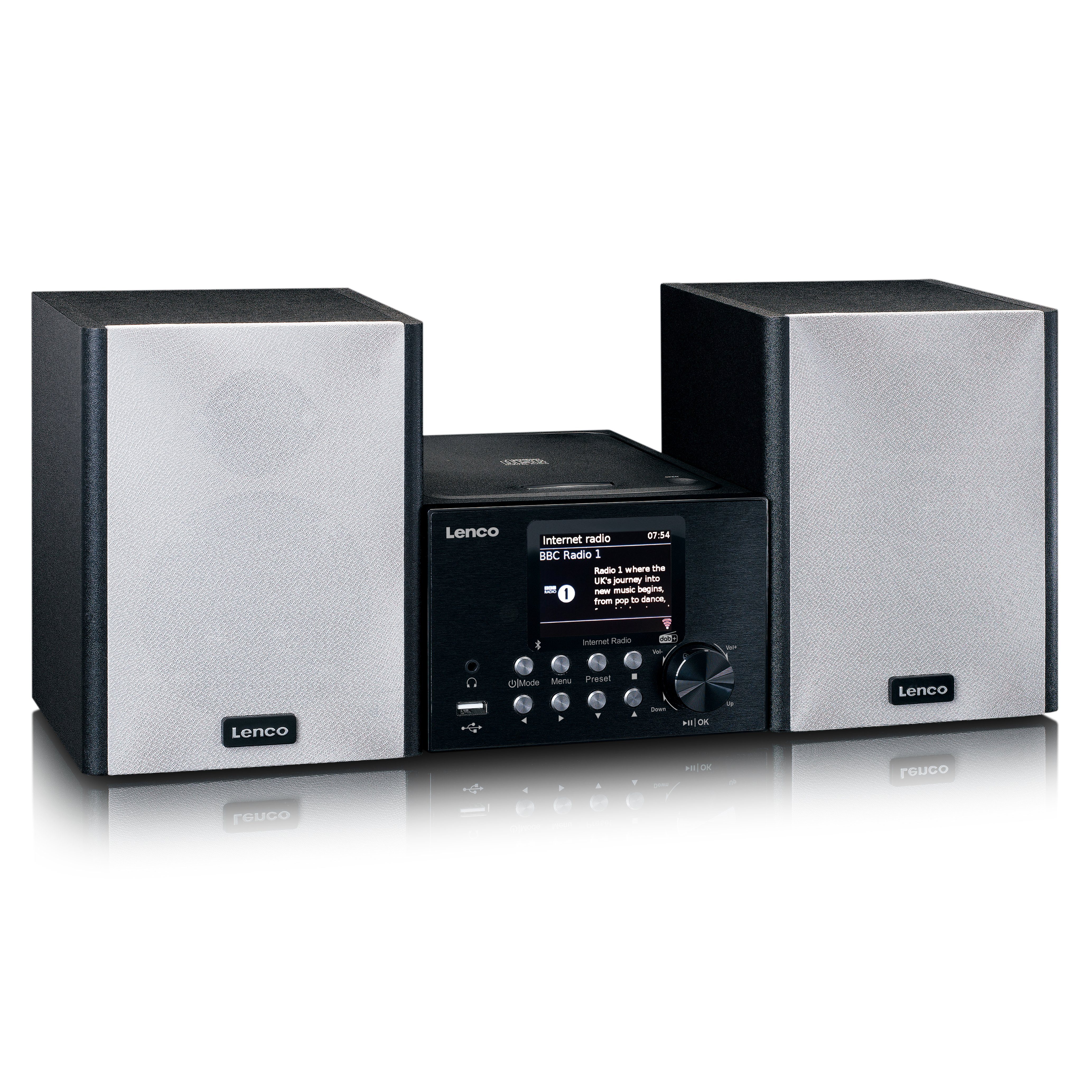 Lenco MC-250BK CD-Radiorecorder (DAB+,FM,Internet)