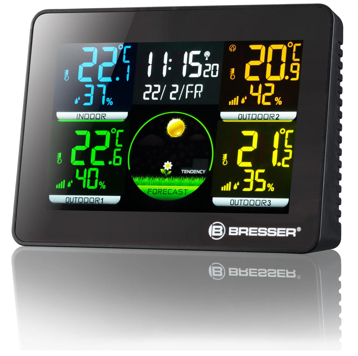 Bresser Thermo Hygro Quadro NLX - Thermo-/Hygrometer mit 3 Außensensoren
