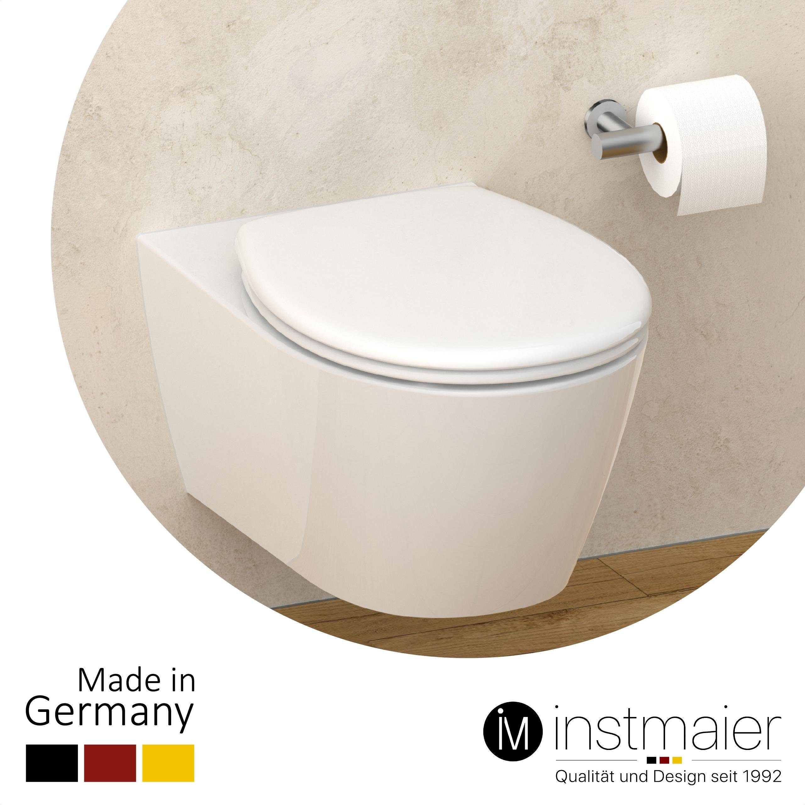 instmaier WC-Sitz Made in Germany, bakterienabweisendes duroplast, bis 250kg, weiß, mit Absenkautomatik, zur Reinigung abnehmbar