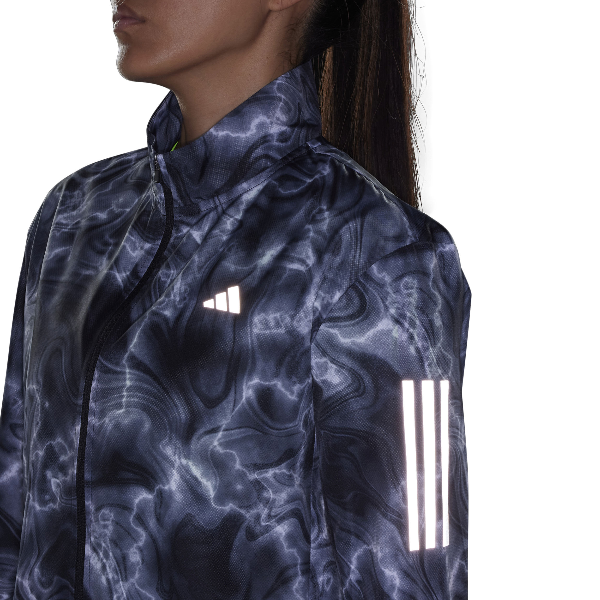 Own The Run AOP Laufjacke Damen - Schwarz, Mehrfarbig