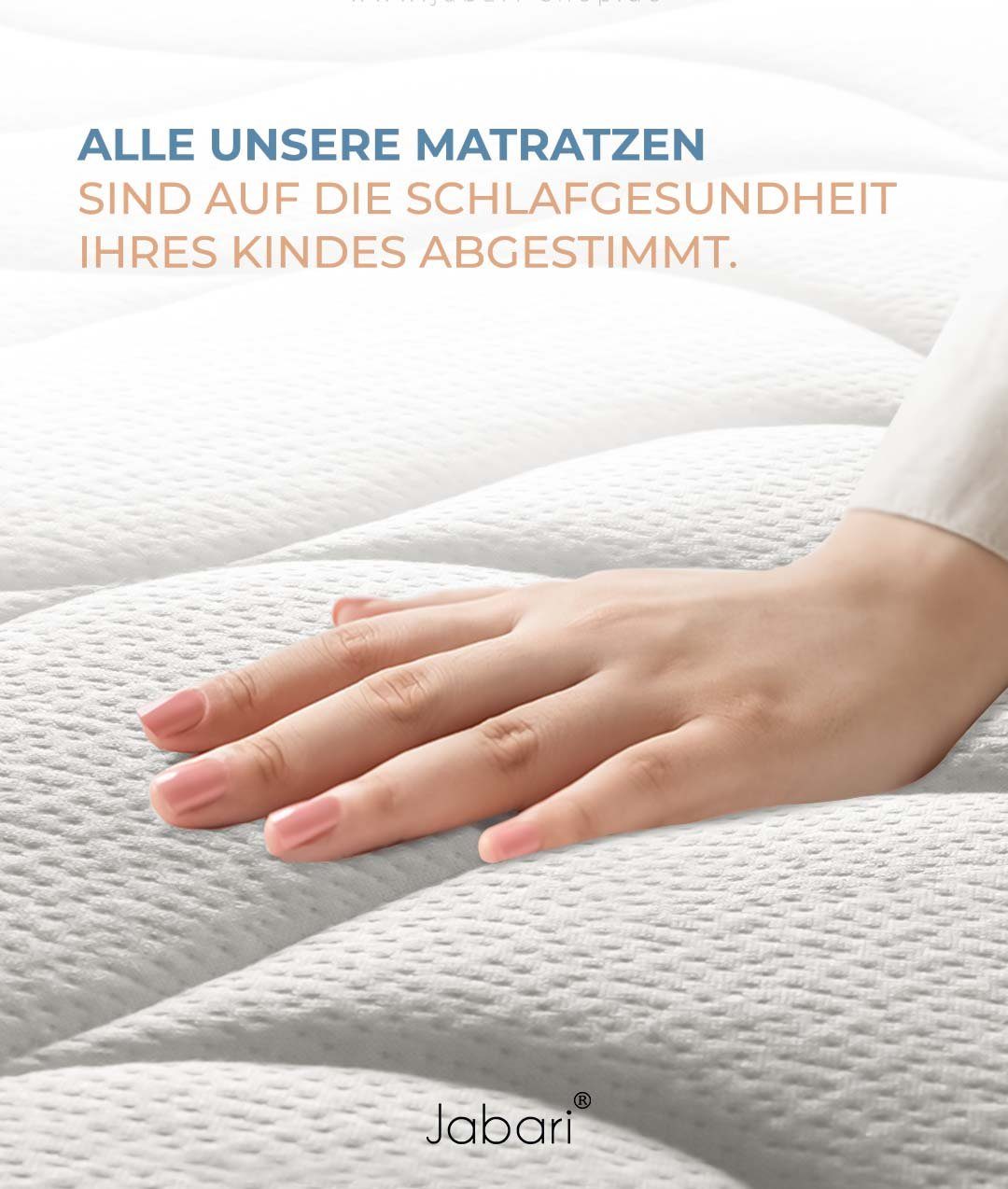 Kindermatratze SUSU, Jabari, 12 cm hoch, Babymatratze 60x120 cm für Babybett oder Wiege, Kindermatratze 60x120 Jugendmatratze, mit Hochwertige Qualität Bezug, Belastbar bis 70 kg, Optimales Schlafklima (atmungsaktiv durch Klimawatte)