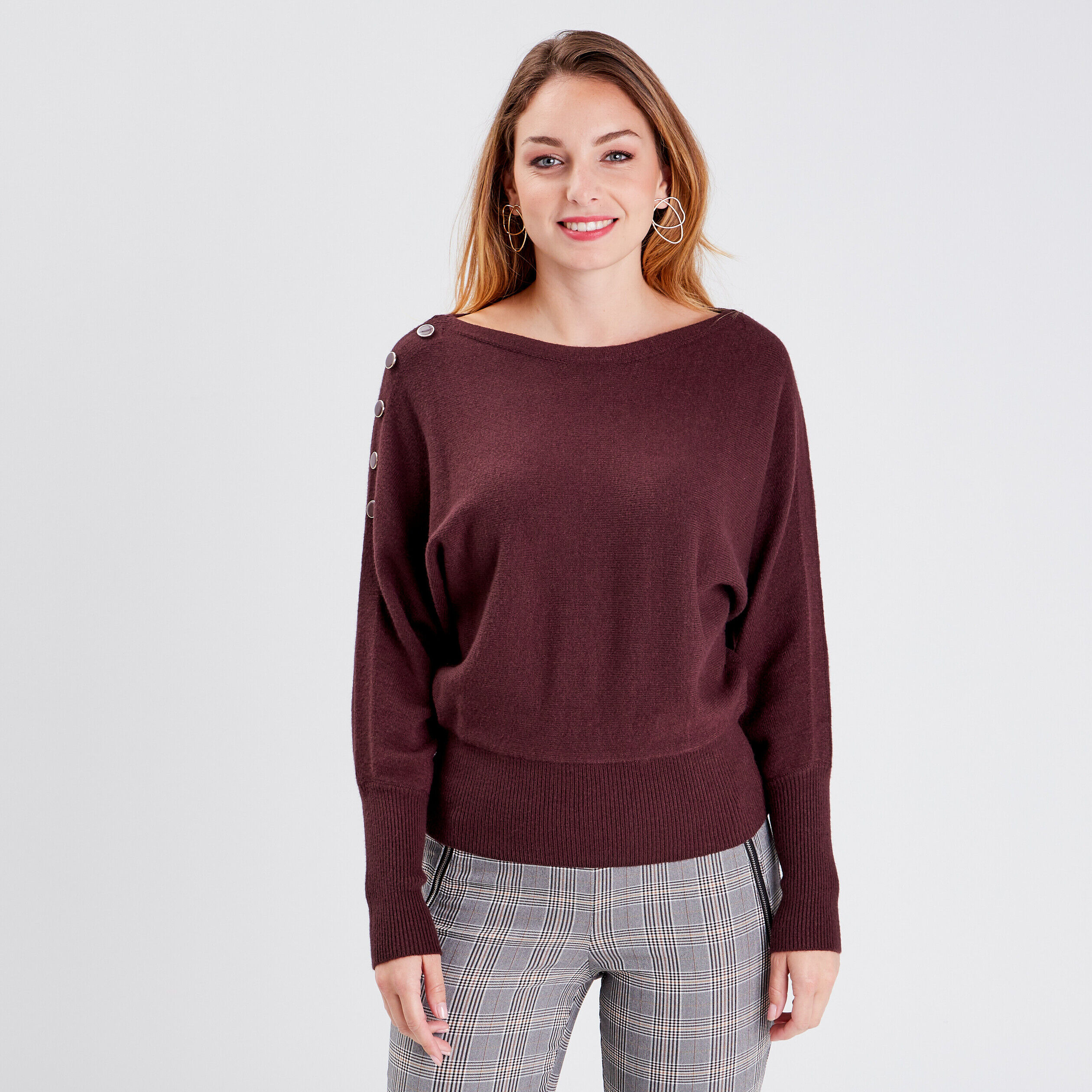 Pull manches longues marron femme | Cache Cache