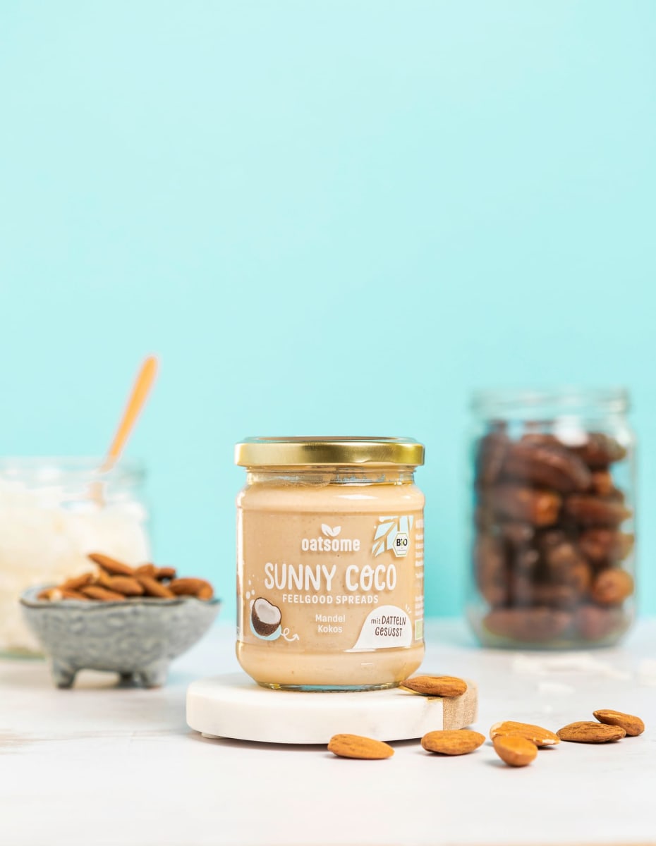 Mandelmus, \Sunny Coco\ Feelgood Spreads, Mandel Kokos mit Datteln gesüßt, 200 g