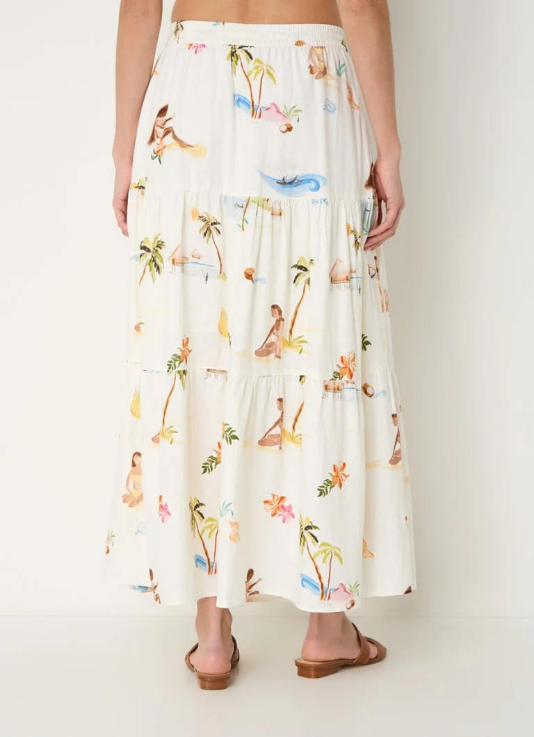 Fustă maxi din amestec de in Seafolly Isla Palm