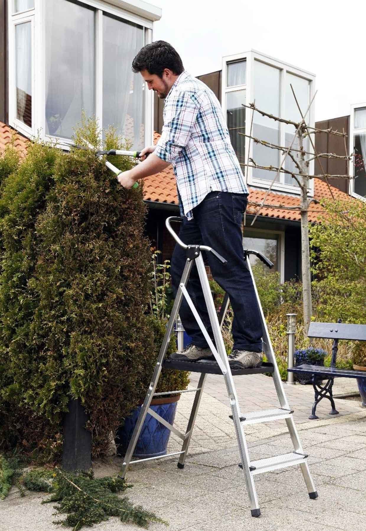 Medosan Vielzweckleiter Sicherheitsleiter, 3-Stufen Haushaltsleiter