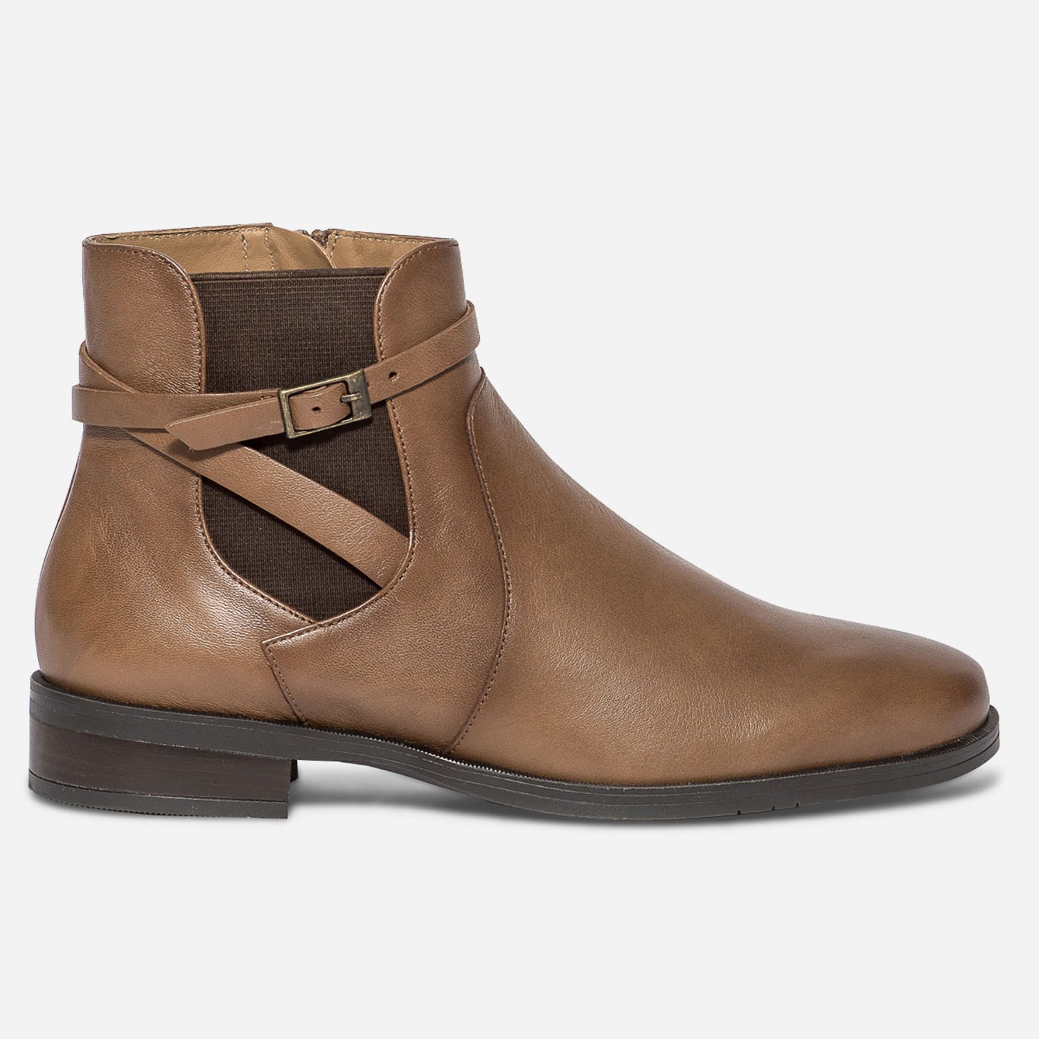 Chelsea Boots ERAM FLEX camel en cuir éco-conçu avec bride