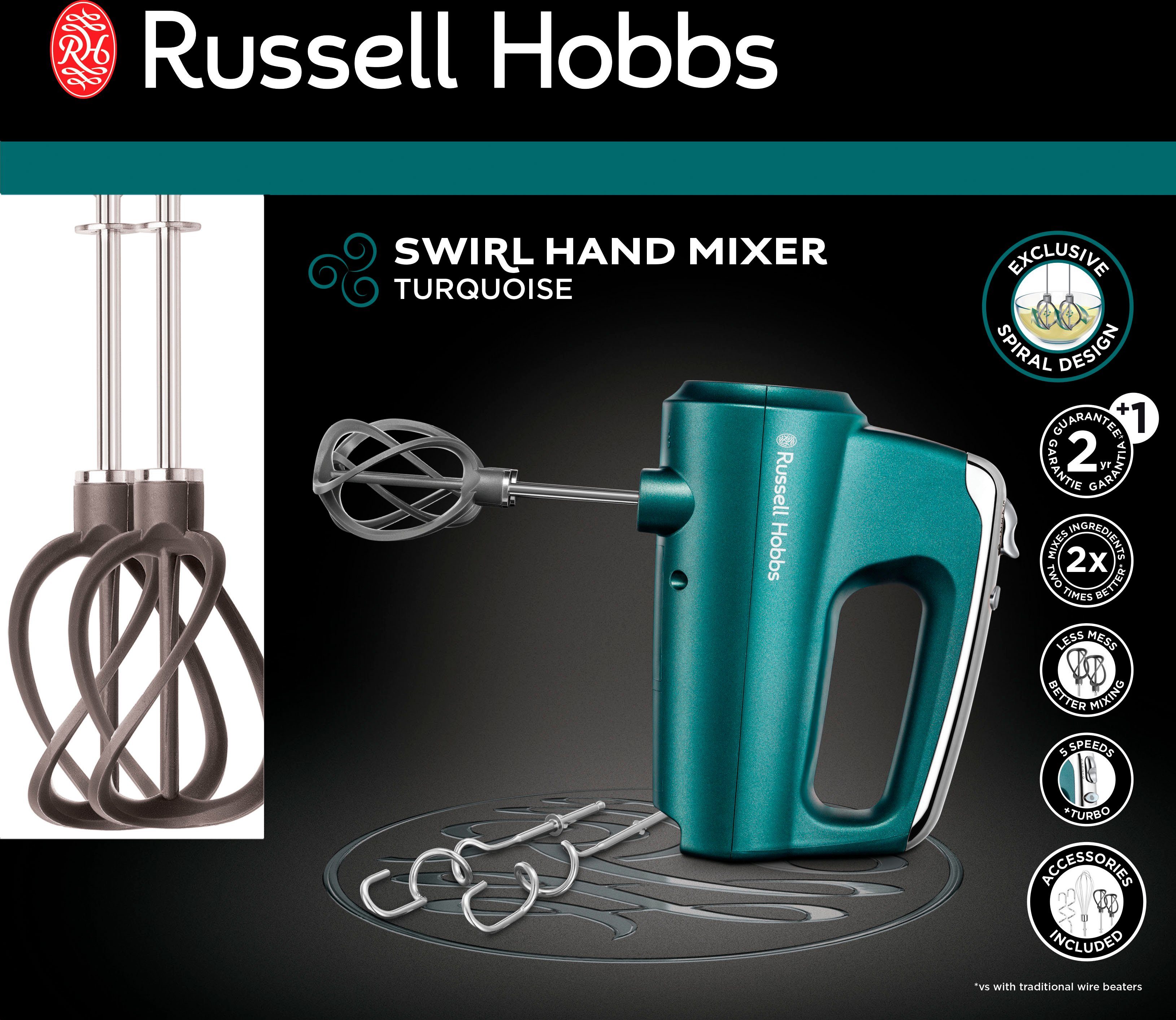 RUSSELL HOBBS Handmixer SWIRL, 350 W, Türkis