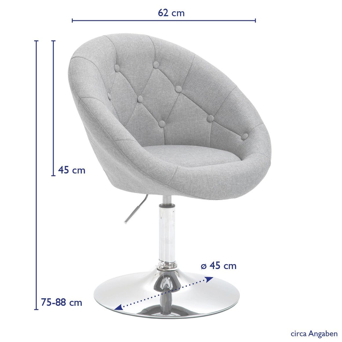 SVITA Chesterfield-Sessel HAVANNA, Retro-Design, Tellerfuß, stufenlos höhenverstellbar