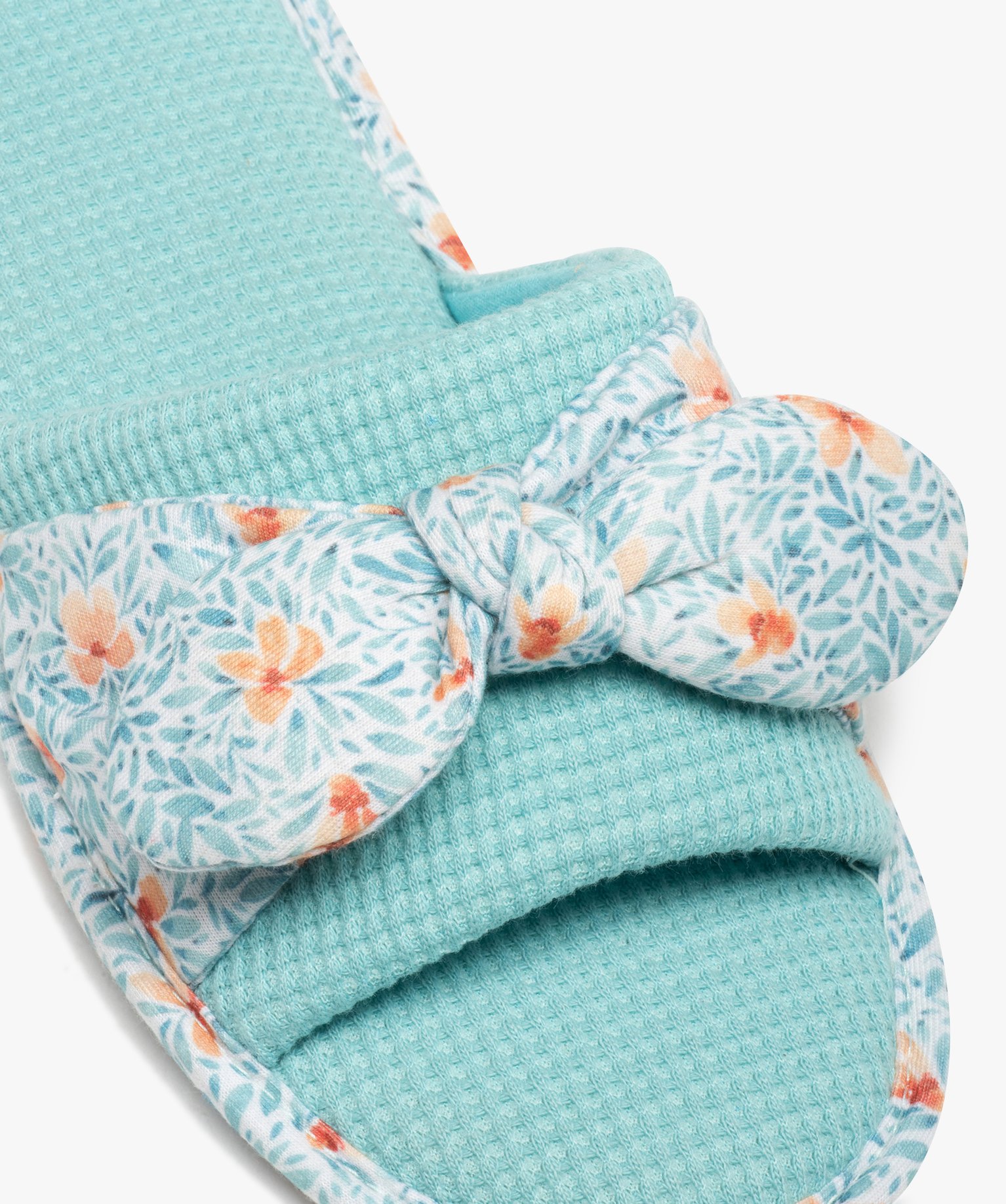 Chaussons femme en jersey imprimé avec sac assorti bleu | GEMO