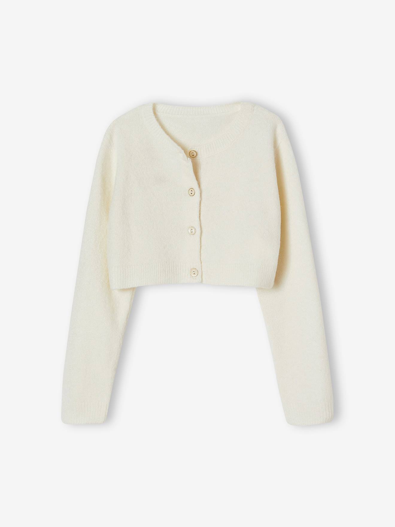 Gilet boléro fille rose poudré