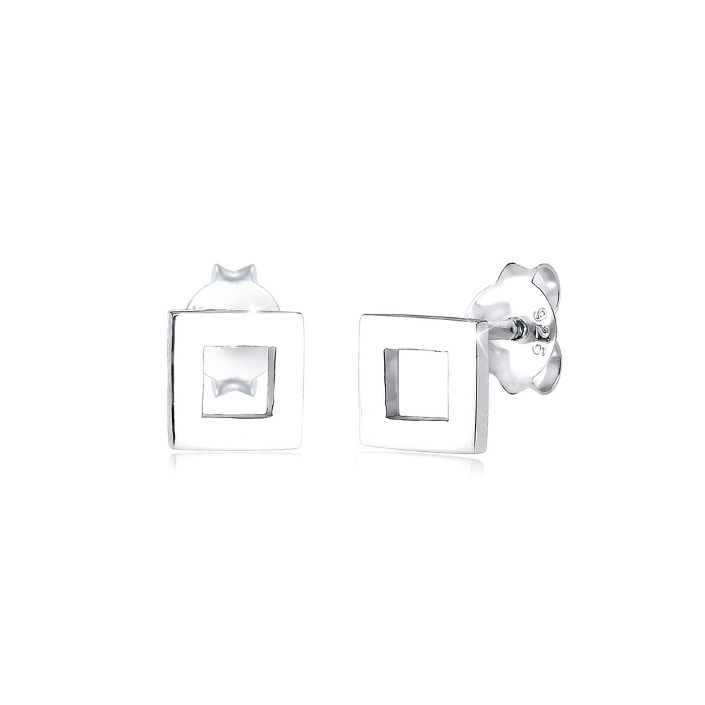 Elli Elli Boucles d'Oreilles Femme Tendance au Motif Carré du Clou d'Oreilleen en Arge Boucles d'oreilles