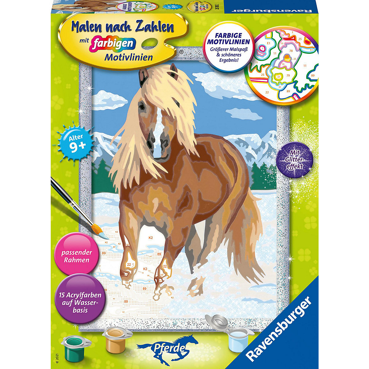 Malen nach Zahlen - Haflinger im Schnee