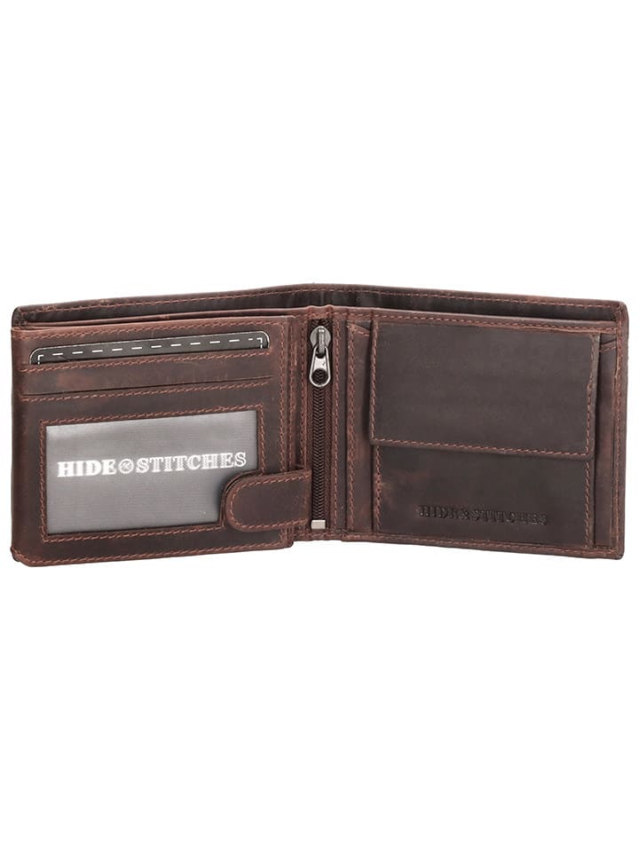 HIDE & STITCHES Leder-Geldbörse in Braun - (B)8 x (H)10 x (T)1,5 cm günstig kaufen onesize