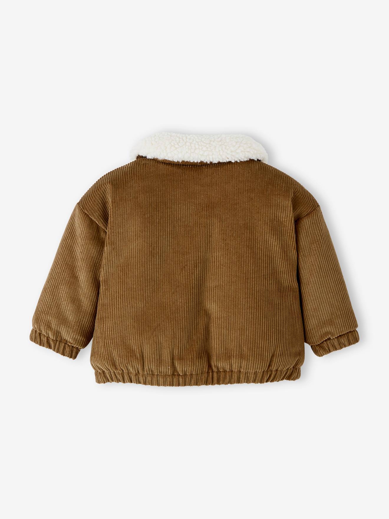 Blouson en velours côtelé bébé doublée sherpa noisette