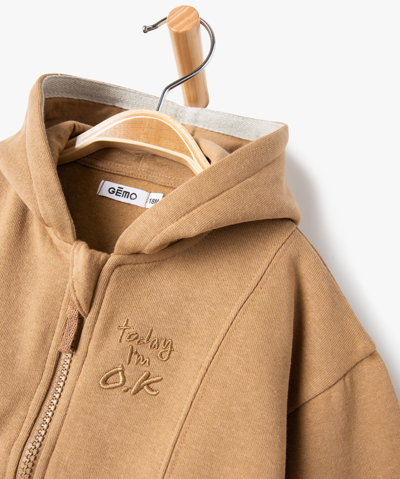 Sweat zippé molletonné à capuche bébé Garçon marron | GEMO