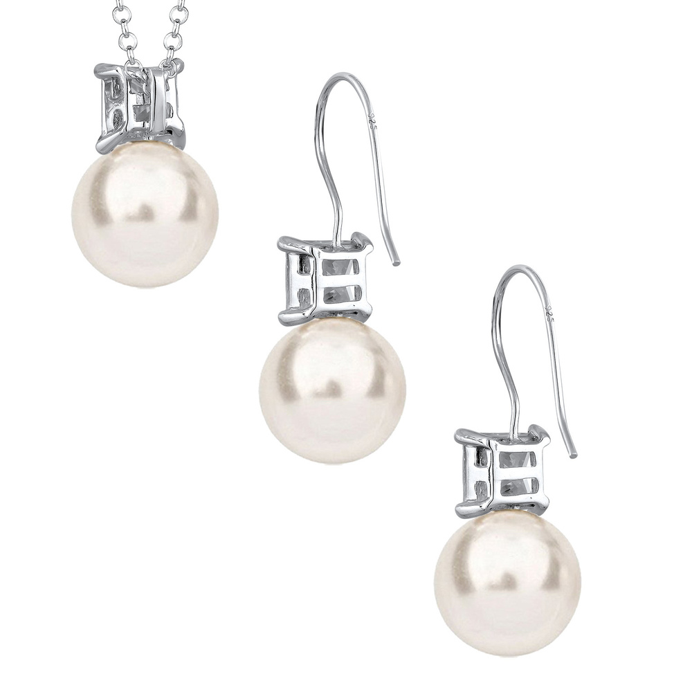 Nenalina Nenalina Ensemble de Bijoux Zirkonia Synthetische Perle 925 Silber Bijoux
