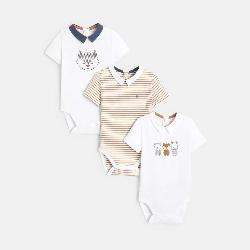 Body petit col renard (lot de 3) marron naissance