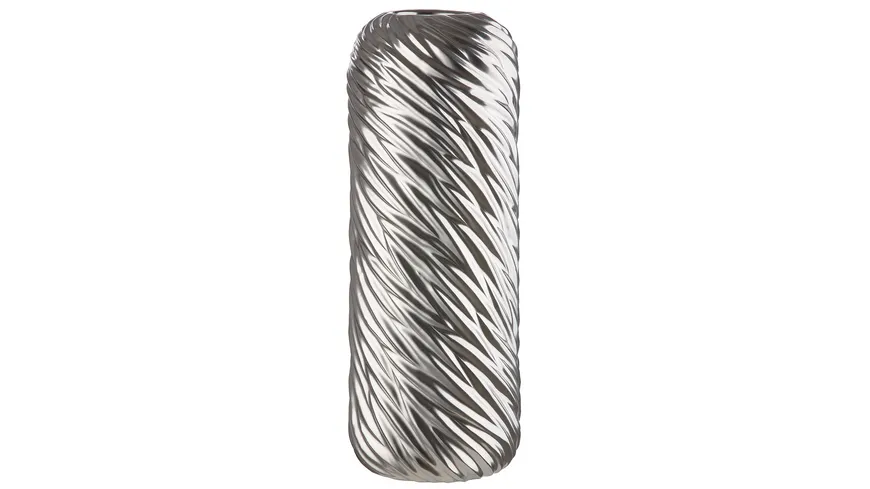 GILDE Vase Wave Keramik H=40cm Silberfarben