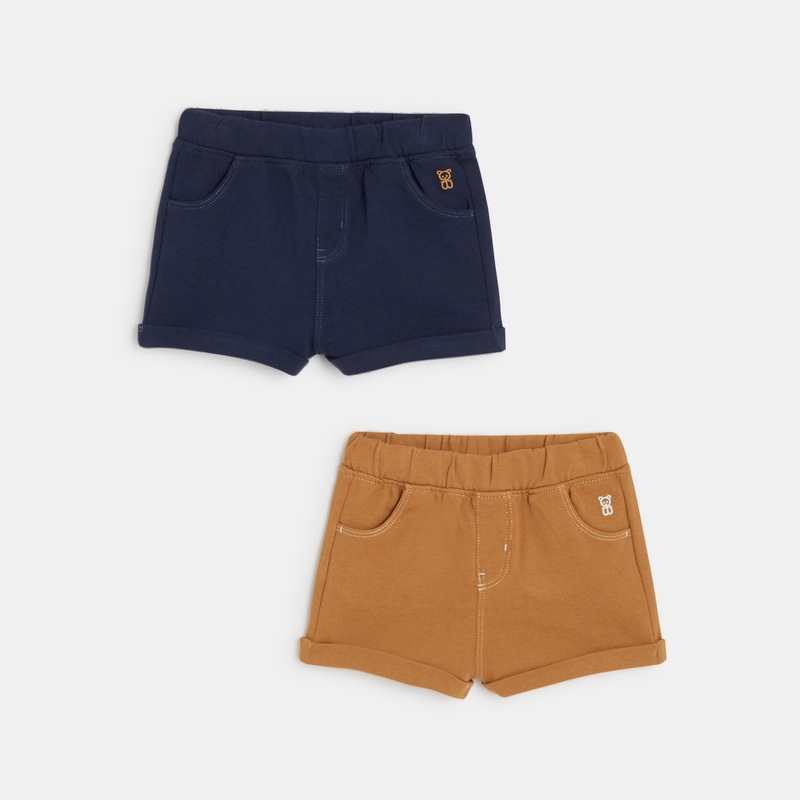 Short molleton (lot de 2) bleu bébé fille