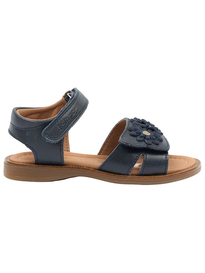 POM POM Leder-Sandalen in Dunkelblau günstig kaufen