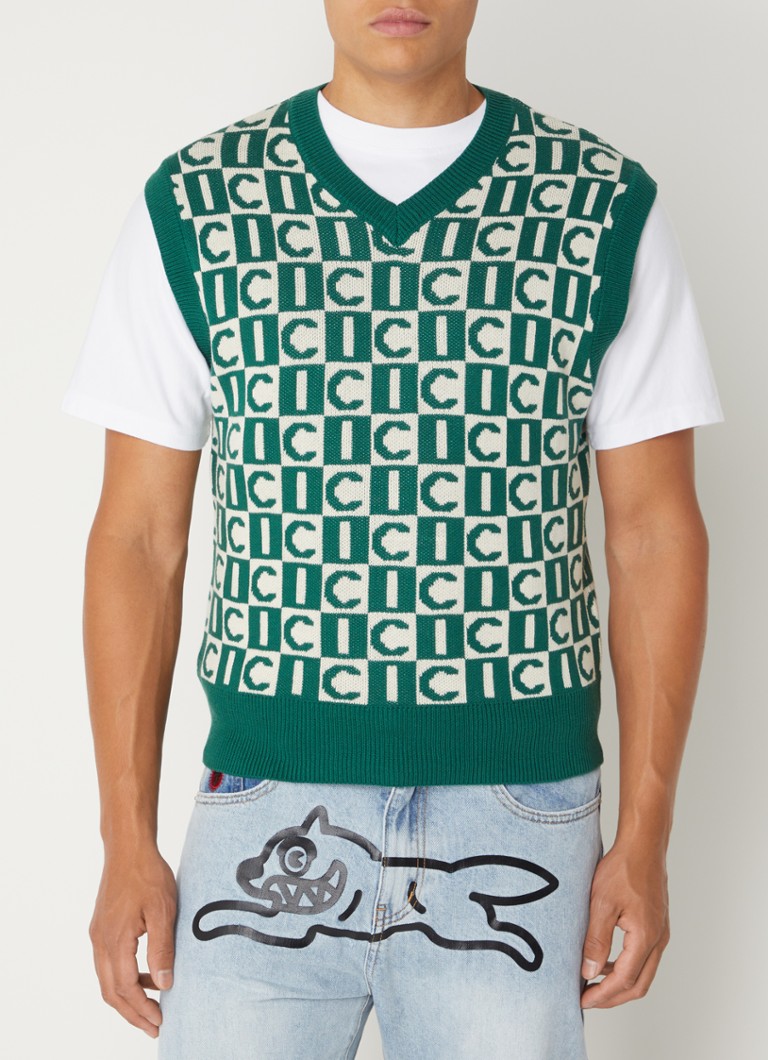 ICE CREAM Fine-knit sweater vest in wool blend with knitted-in logo