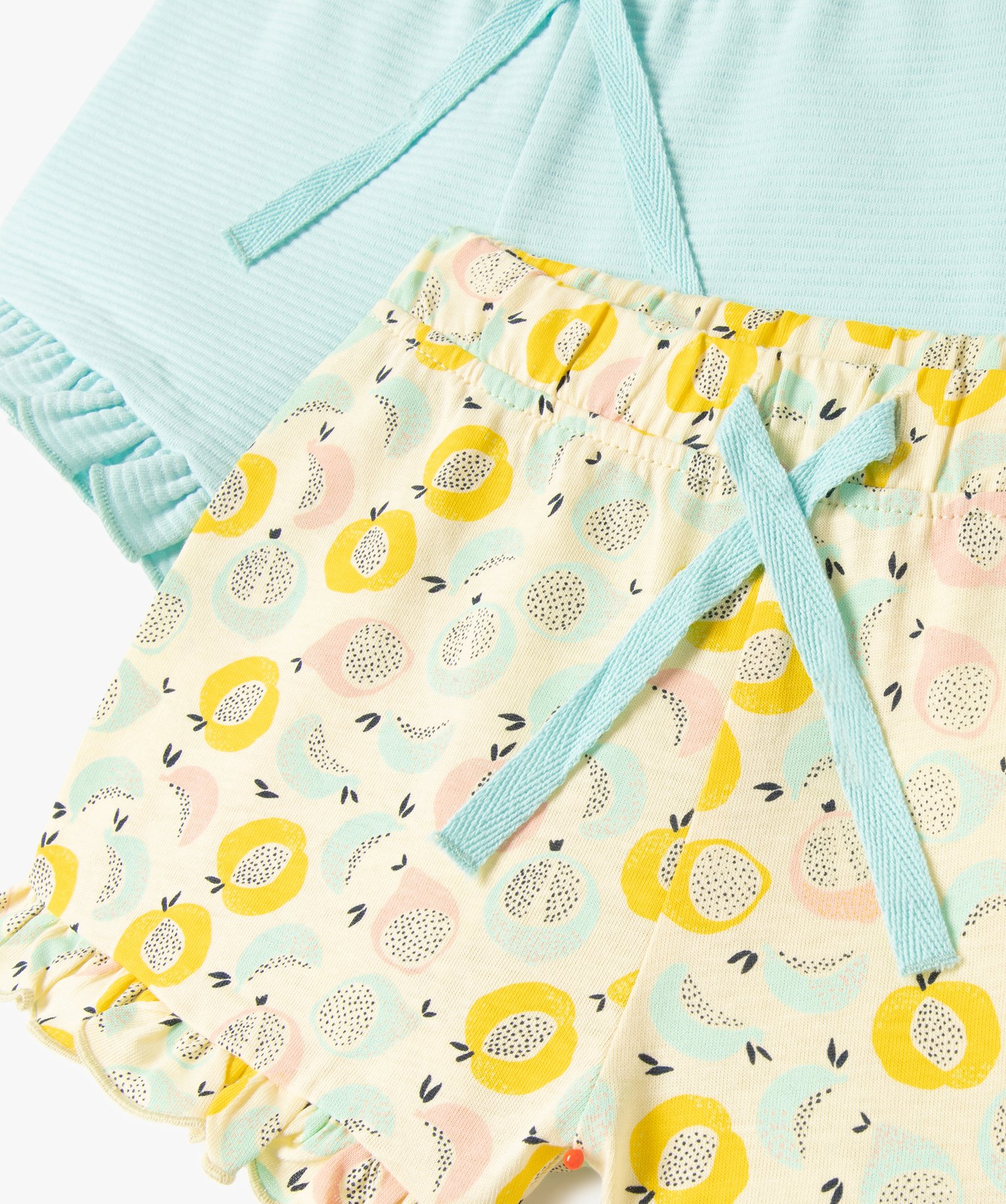 Short en coton avec volants bébé fille (lot de 2) jaune | GEMO