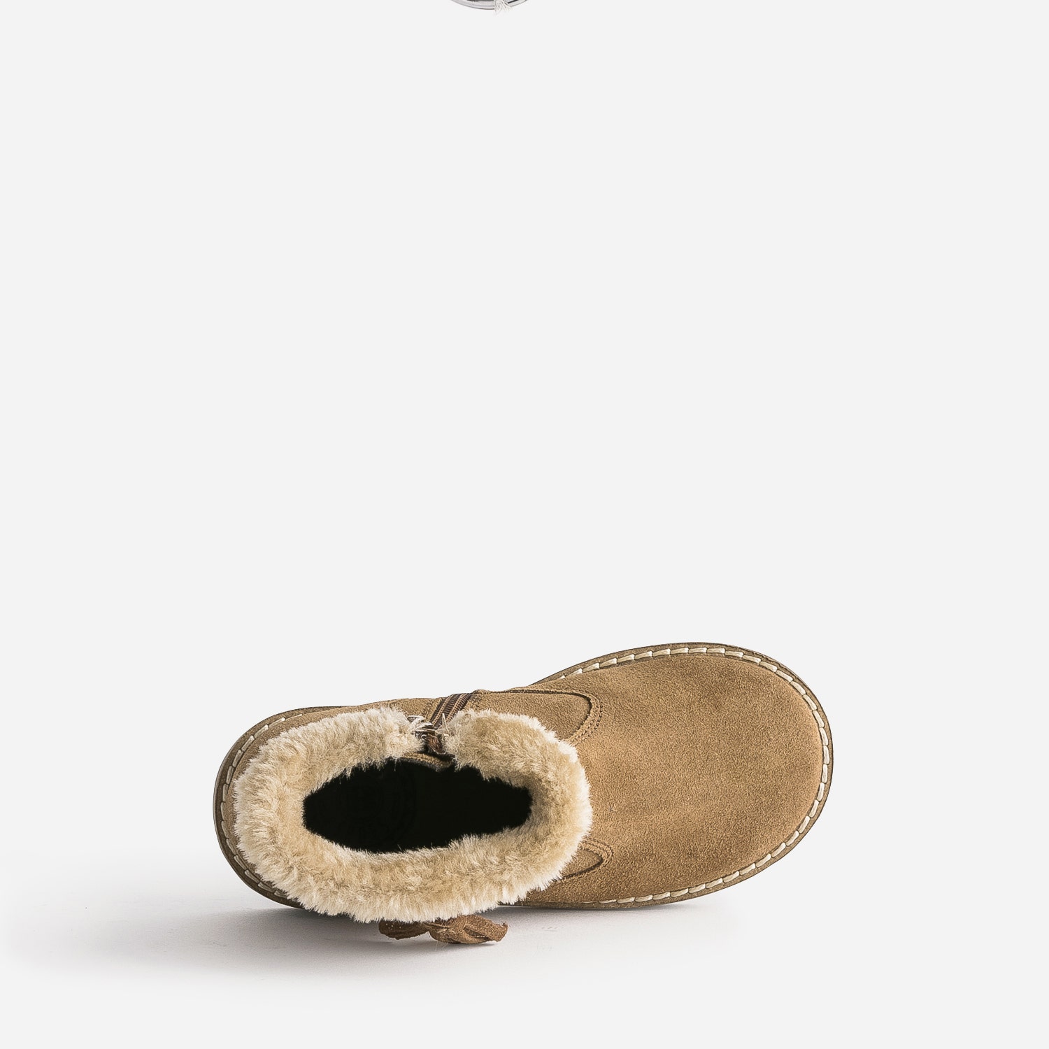 Boots BUGGY camel en cuir velours bord fourré