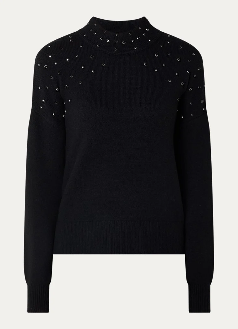 Suéter Benetton de malha fina em mistura de lã com strass.