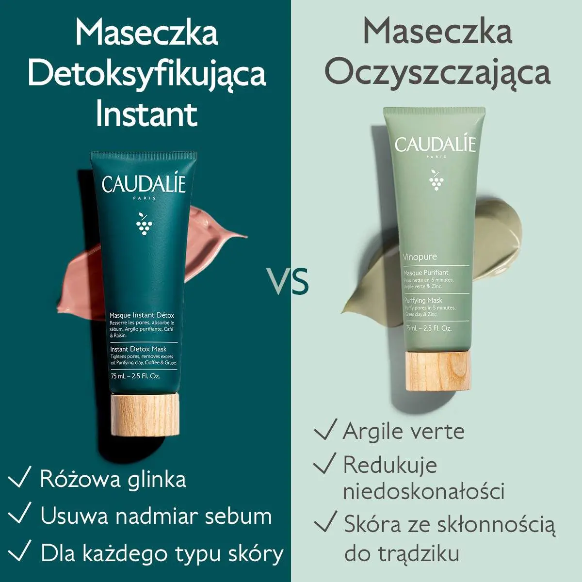 Caudalie Vinergetic C+ akimirksniu detoksikuojanti kaukė, 75 ml
