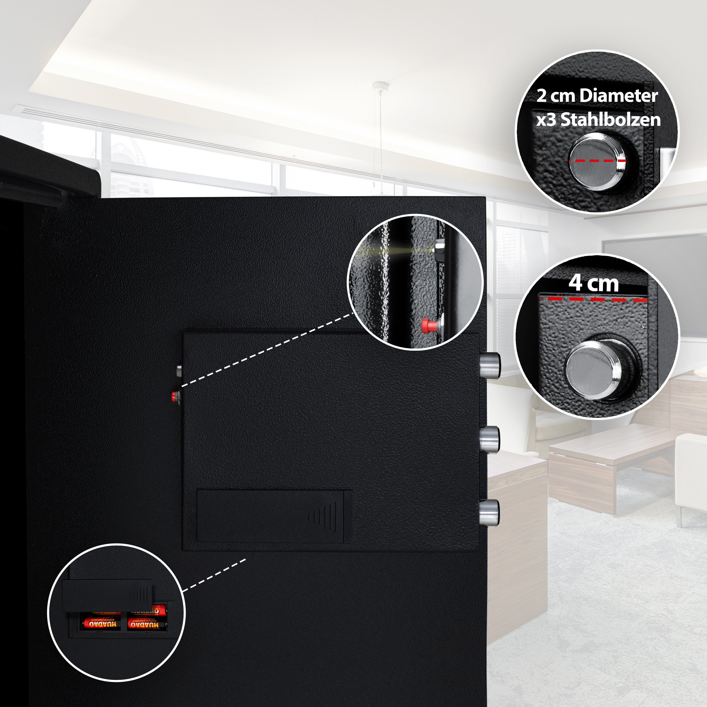 KESSER Tresor, Elektrischer Tresor Inkl. Batteriebox Elektronischer Safe 3