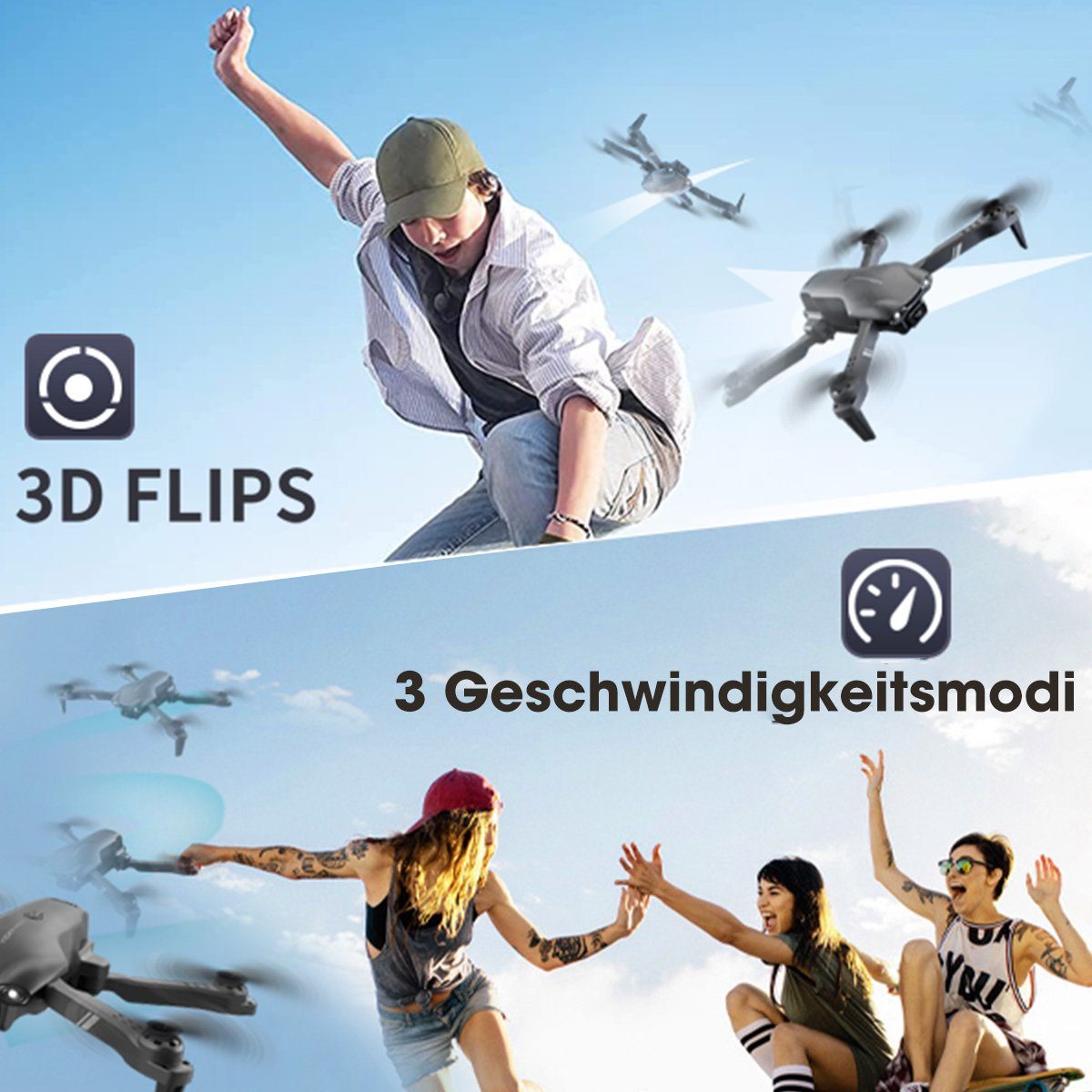 4DRC V13 mit 1080P HD FPV Kamera für Kinder & Anfänger Spielzeug-Drohne (1080P HD, Geste Selfie, mini, klappbar)