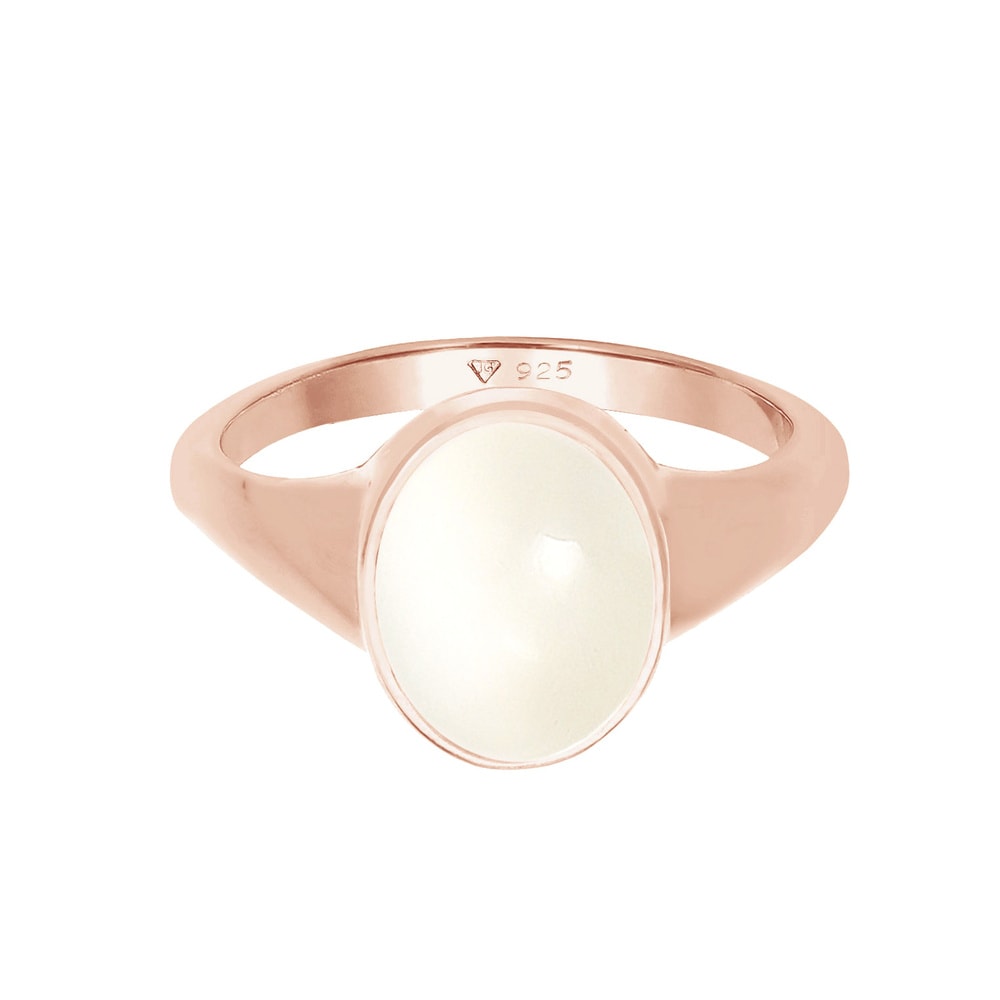 Elli Elli Bague Femmes avec Pierre de Lune en Argent Sterling 925 Plaqué Or Bague