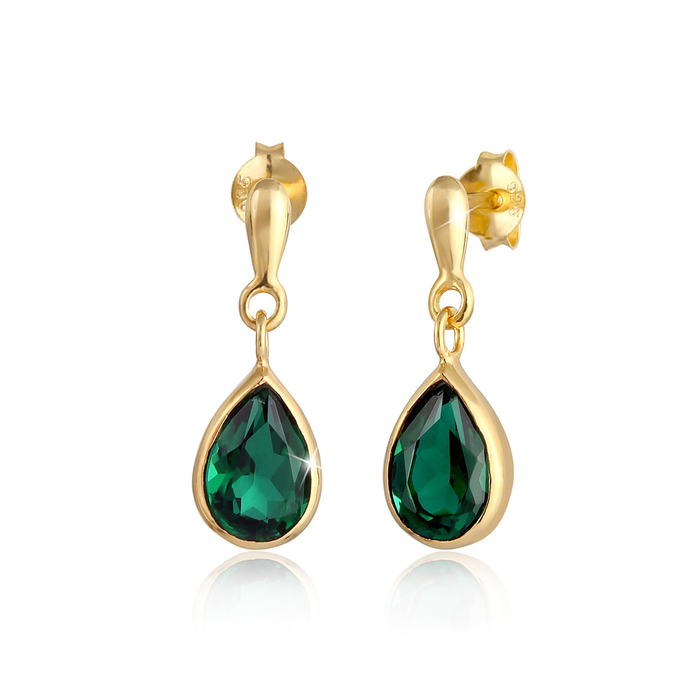 Elli PREMIUM Elli PREMIUM Boucles d'Oreilles Femmes Pendentif Goutte Quartz Vert en Argent Ste Boucles d'oreilles