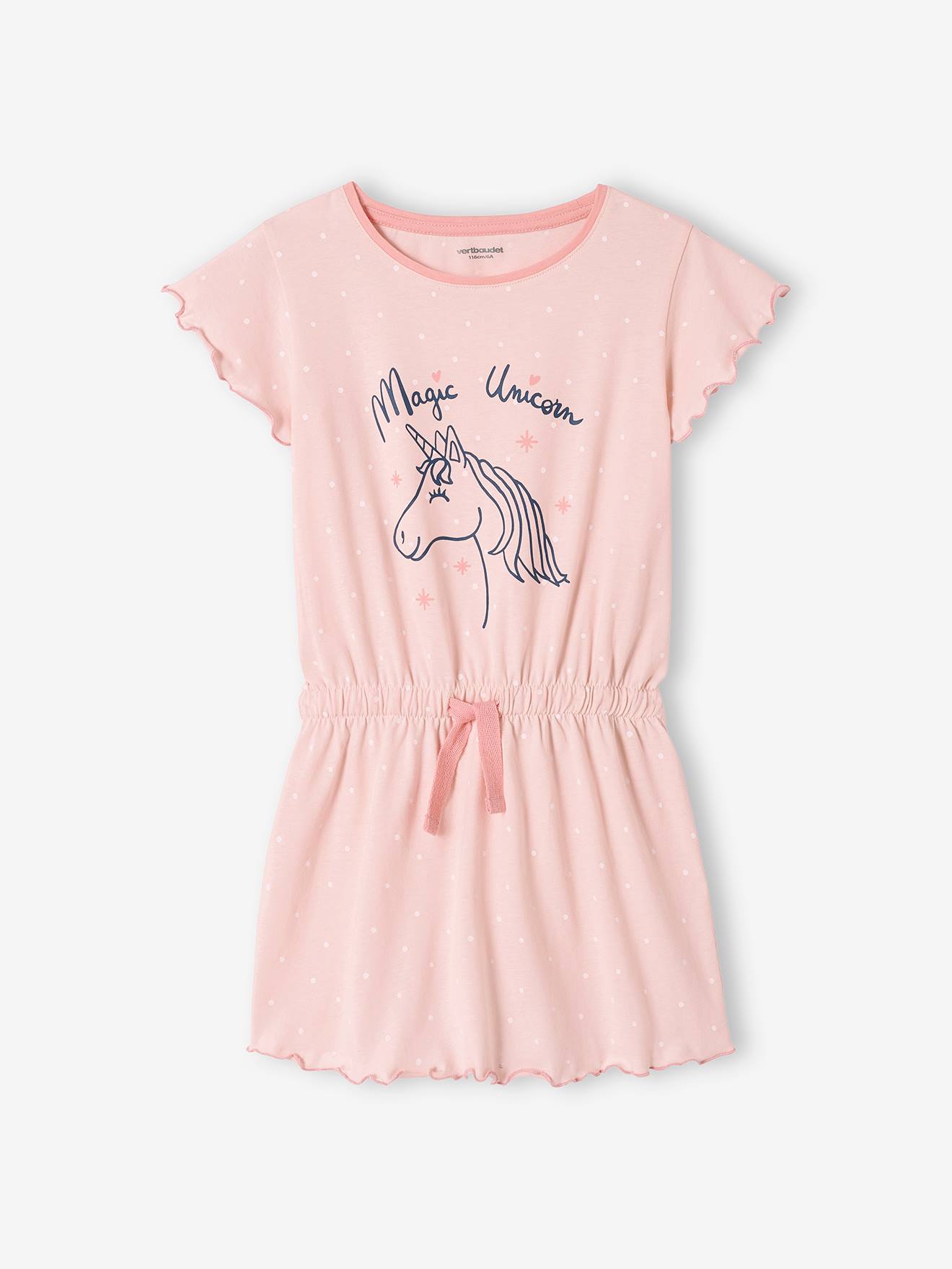 Chemise de nuit fille licorne rose pâle