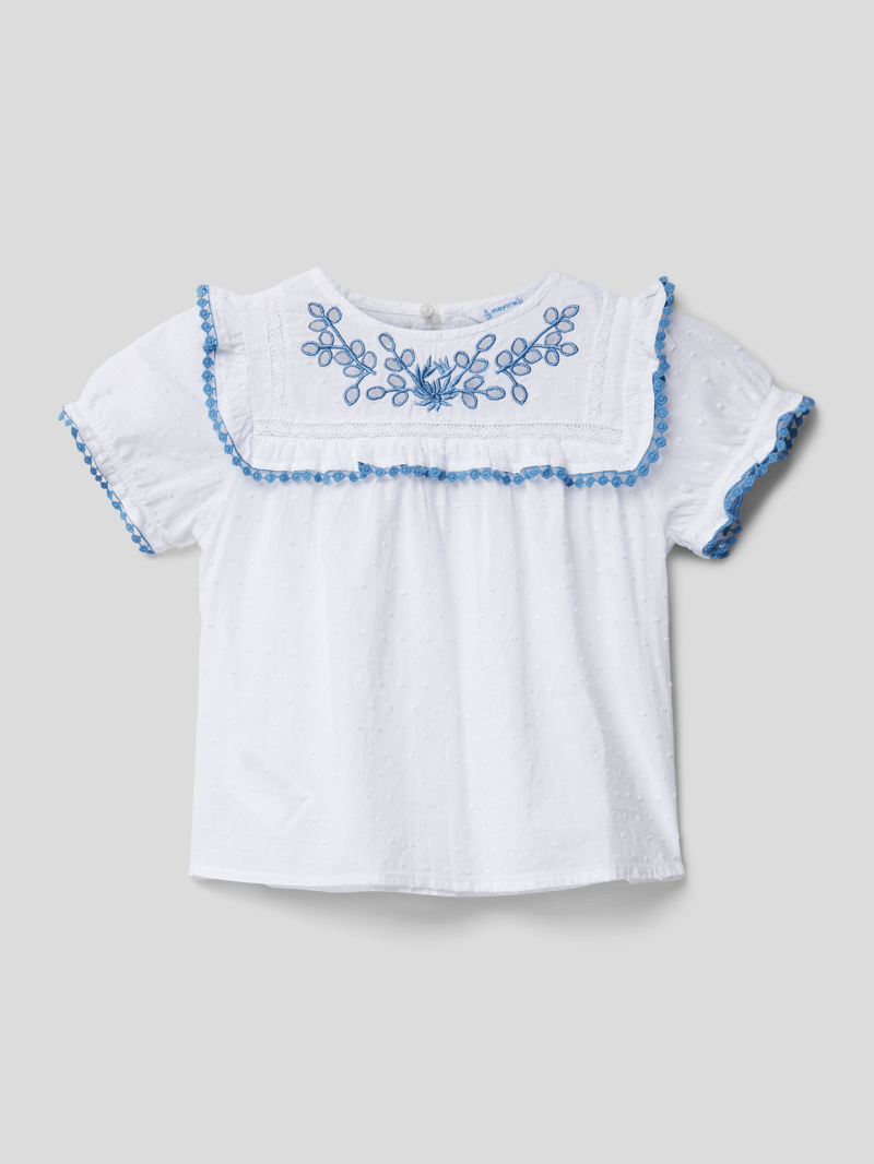 Bluse mit Lochstickerei in weiß
