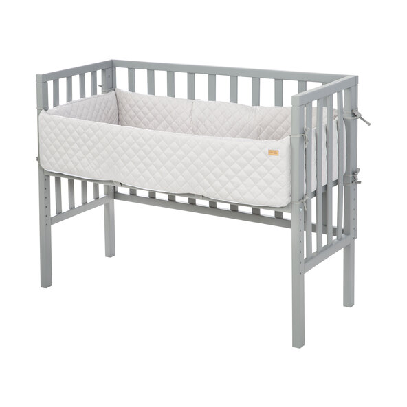 2-in-1 Beistellbett, inkl. Decke in Strickoptik, grau