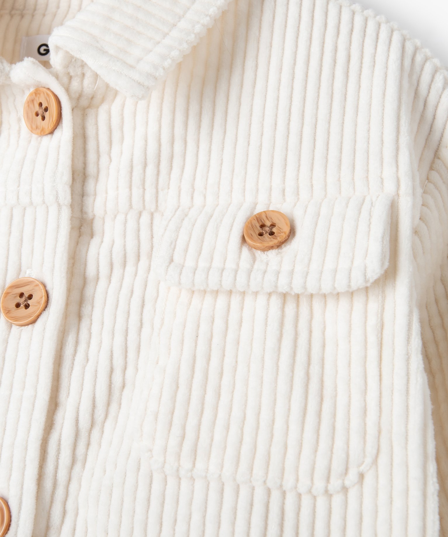 Chemise bébé fille en velours à grosses ctes ecru | GEMO