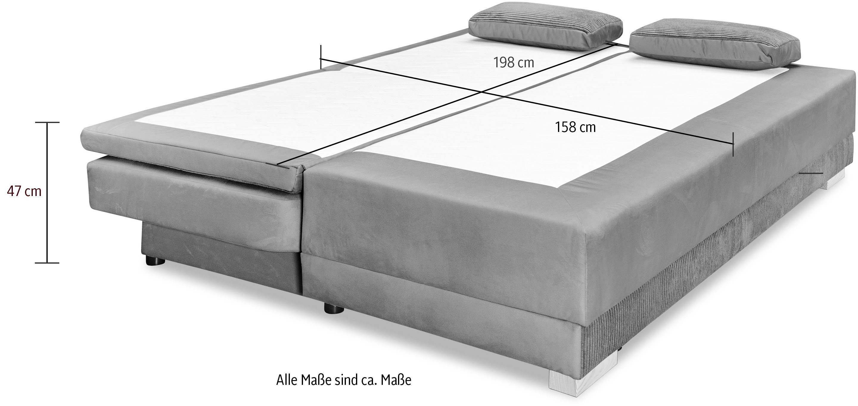 INOSIGN Schlafsofa Ben, mit Boxspringaufbau, Bettfunktion & Bettkasten, Dauerschlafsofa